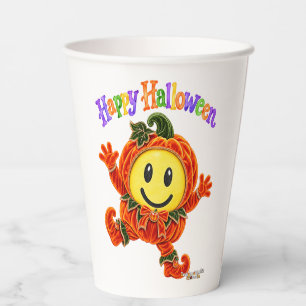 Cute Orange Halloween Smiley Face Velvet Pumpkin Paper Cups