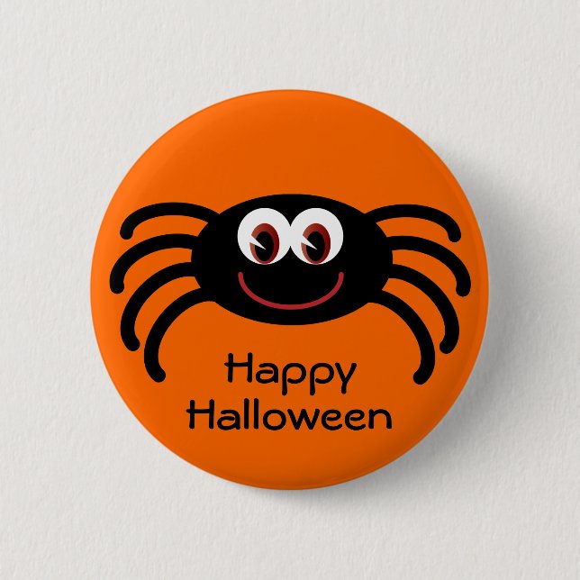 Cute Orange Halloween Spider Button (Front)