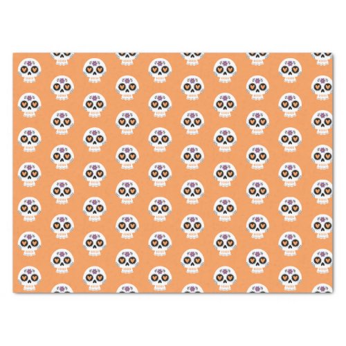 Cute orange Halloween Sugar Skull Tissue Paper