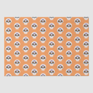 Cute orange Halloween Sugar Skull Tissue Paper