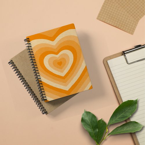 Cute Orange Heart Shaped Spiral Notebook