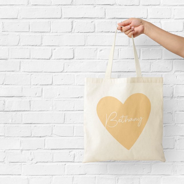 Cute Orange Heart Tote with Name Bag (Creator Uploaded)