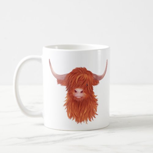 Cute Orange Highland Cow Illustration  Coffee Mug