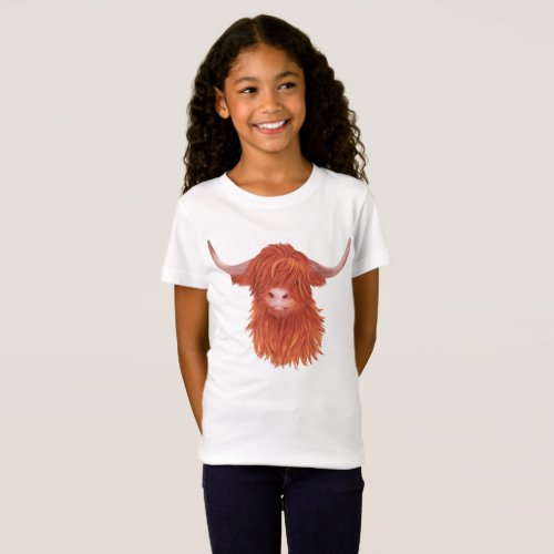 Cute Orange Highland Cow Illustration  T_Shirt