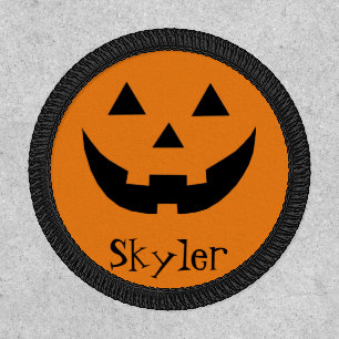 Cute orange Jack o lantern custom name Halloween Patch