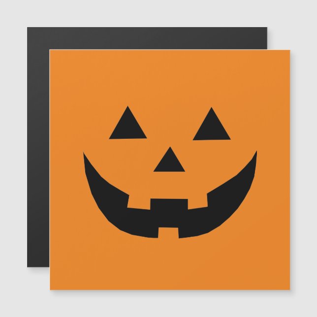 Cute orange jack o lantern funny Halloween Magnetic Invitation (Front/Back)