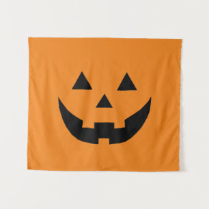 Cute orange jack o lantern funny Halloween Tapestry