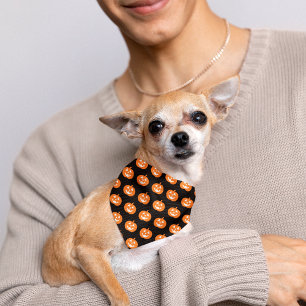 Cute Orange Jack o Lantern Pumpkin Dog Halloween Bandana