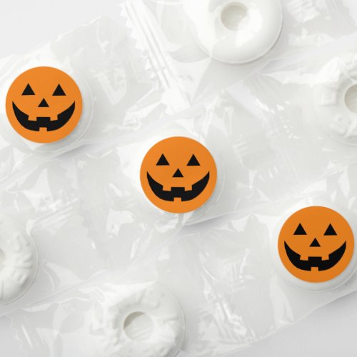 Cute orange Jack o lantern pumpkin face Halloween Life Saver Mints