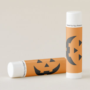 Cute orange Jack o lantern pumpkin face Halloween Lip Balm