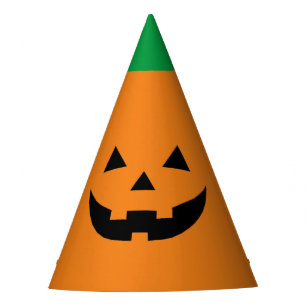 Cute orange Jack o lantern pumpkin face Halloween Party Hat