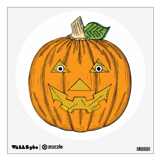 Cute Orange Jack O Lantern Pumpkin Wall Decal (Front)