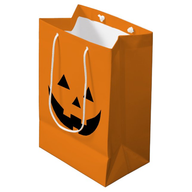 Cute orange jack o lantern spooky Halloween Medium Gift Bag (Front Angled)