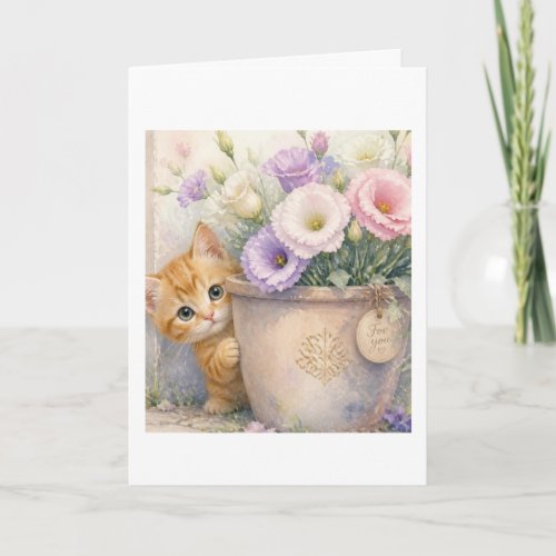 Cute Orange Kitten and Wildflowers – For You Flora Card