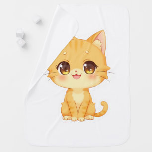 Cute Orange Kitten Baby Blanket