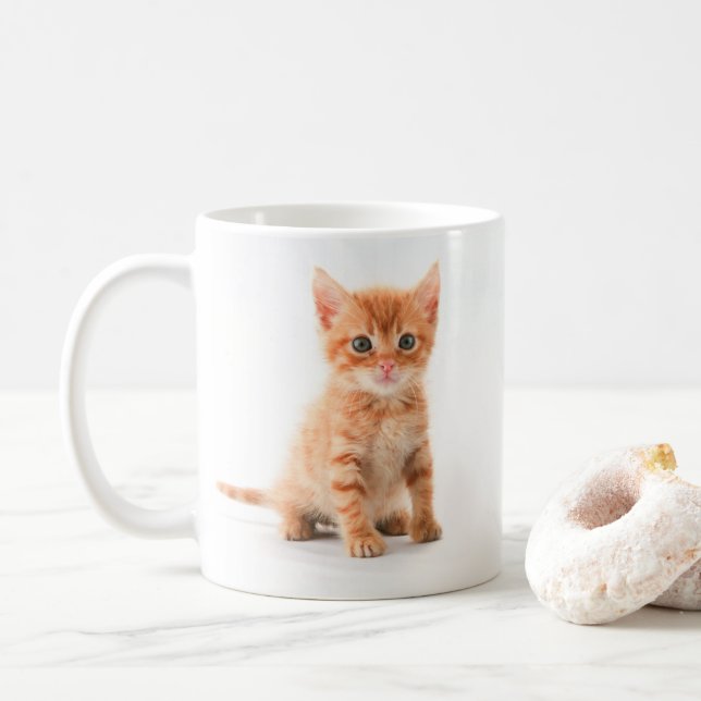 Cute Orange Kitten Coffee Mug (With Donut)