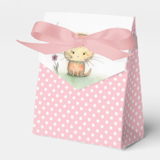 Cute Orange Kitten Pink Polka Dots Cat Art Favor Boxes