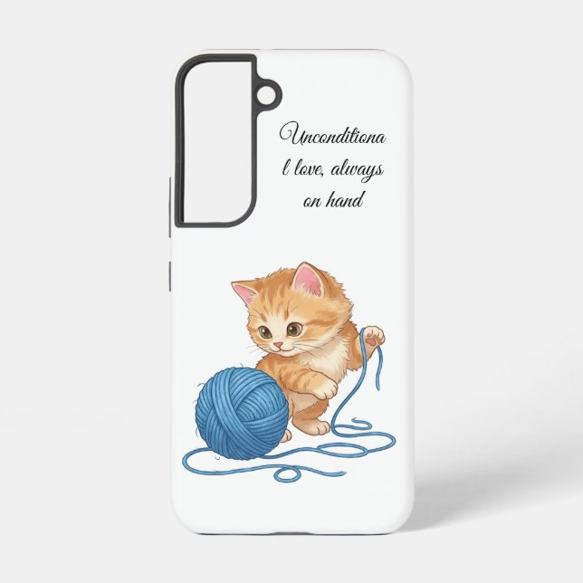 Cute Orange Kitten with Yarn Ball Samsung Galaxy Case (Back)