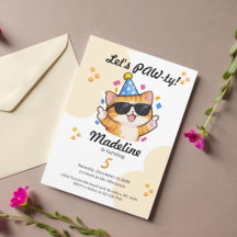 Cute Orange Kitty Cat Any age Birthday Party