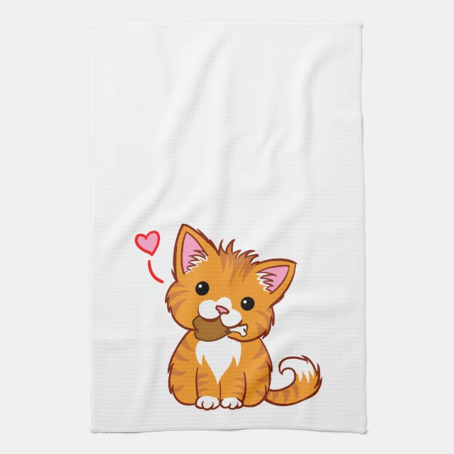 Cute Orange Kitty Cat Kitchen Towel (Vertical)