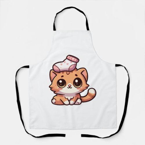 Cute orange kitty with a sock  1 apron