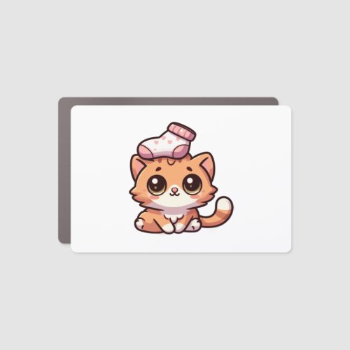 Cute orange kitty with a sock  1 car magnet