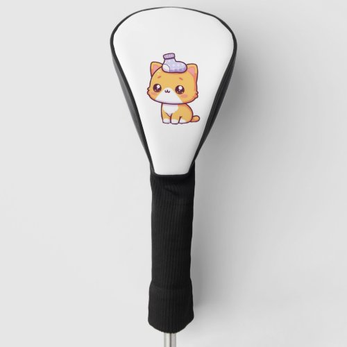 Cute orange kitty with a sock   golf head cover