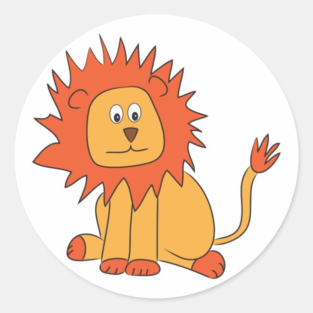Cute Orange Lion Classic Round Sticker (Front)