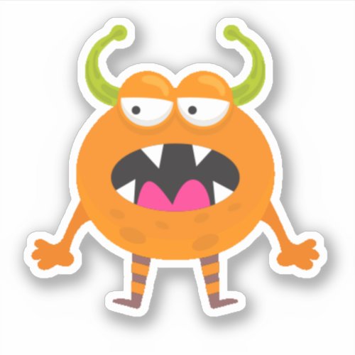 Cute Orange Little Monster Halloween Sticker