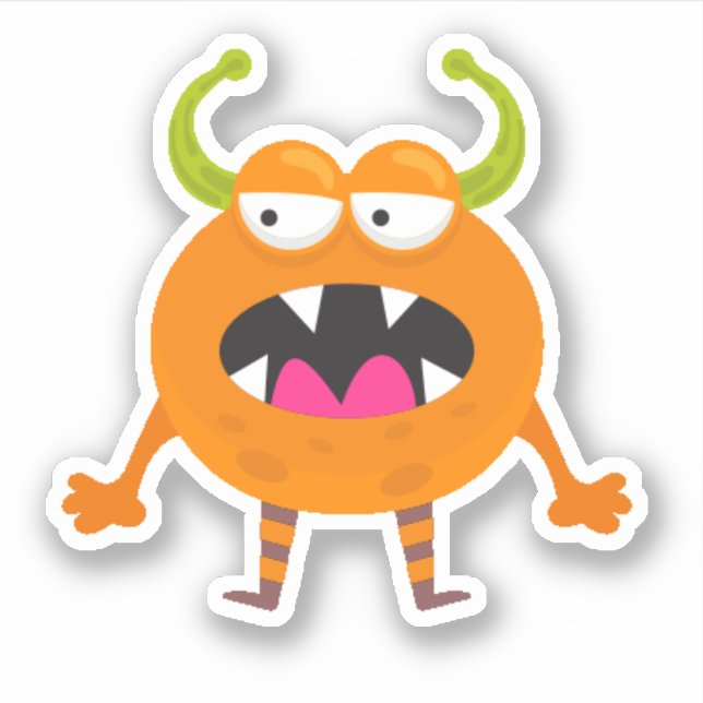 Cute Orange Little Monster Halloween Sticker (Front)