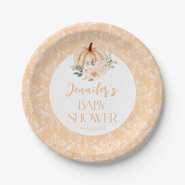 Cute Orange Little Orange Baby Shower Paper Plates (Front)