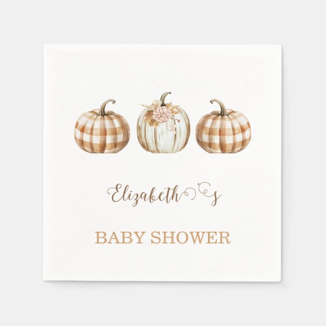 Cute Orange Little Pumpkin Baby Shower  Napkins (Front)