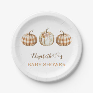 Cute Orange Little Pumpkin Baby Shower Paper Plates