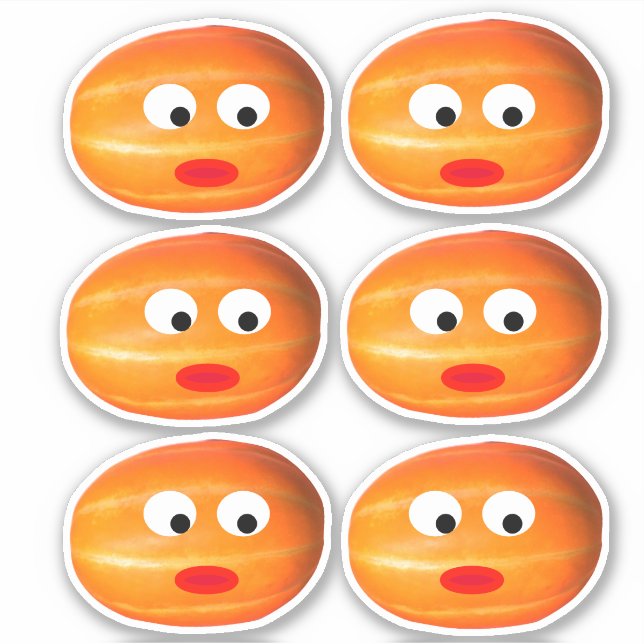 Cute Orange Melon Pumpkin Face 4Halloween Sticker (Front)