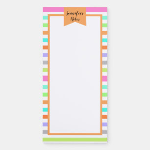 Cute Orange Modern Rainbow Stripes Personalized Magnetic Notepad