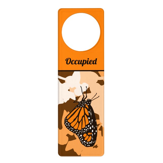 Cute Orange Monarch Butterfly Occupied Door Hanger (Front)