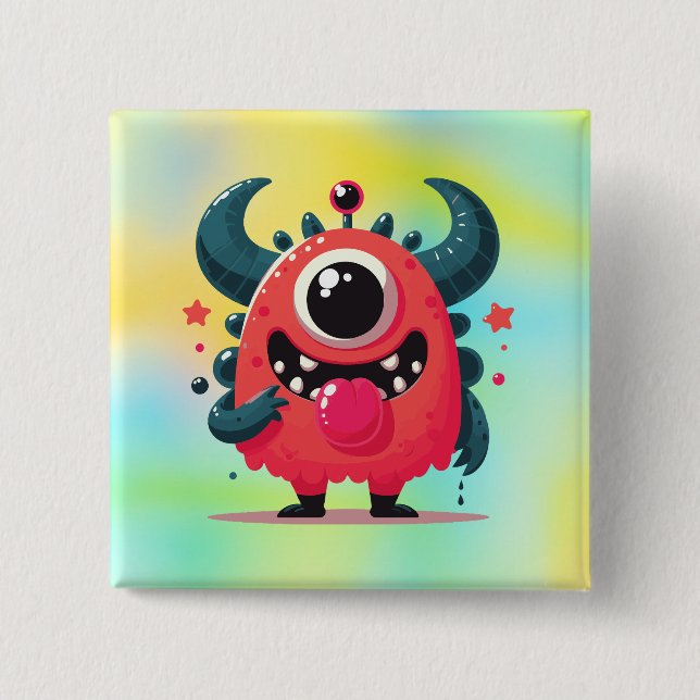 Cute Orange Monster Cartoon-67423 Button (Front)