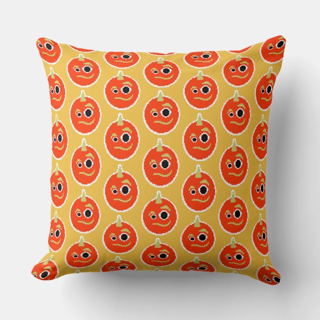 Cute orange monster face  throw pillow (Front)