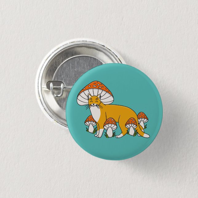 Cute Orange Mushroom Cat Button (Front & Back)