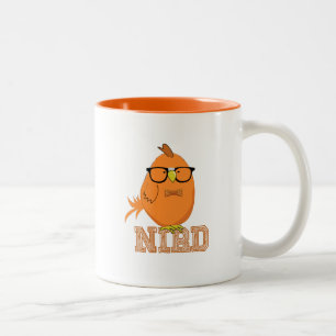 Cute Orange Nerd Bird Two-Tone Coffee Mug