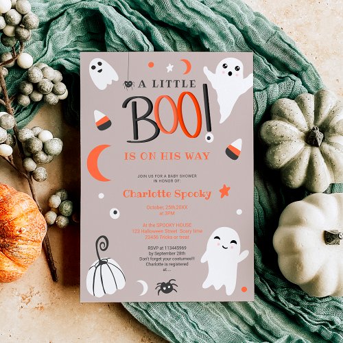 Cute orange not spooky Halloween boo baby shower Invitation