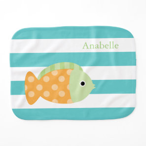 Cute Orange Orange and Green Fish Baby Burp Cloth
