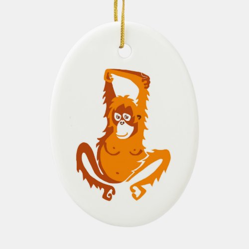 Cute orange ORANGUTAN _ Primate _ Ape _ Wildlife Ceramic Ornament