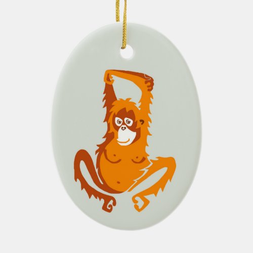 Cute orange ORANGUTAN _ Primate _ Ape _ Wildlife Ceramic Ornament