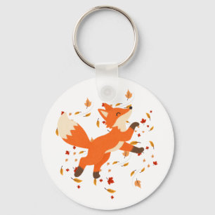Cute Orange Origami Fox Acrylic Keychain