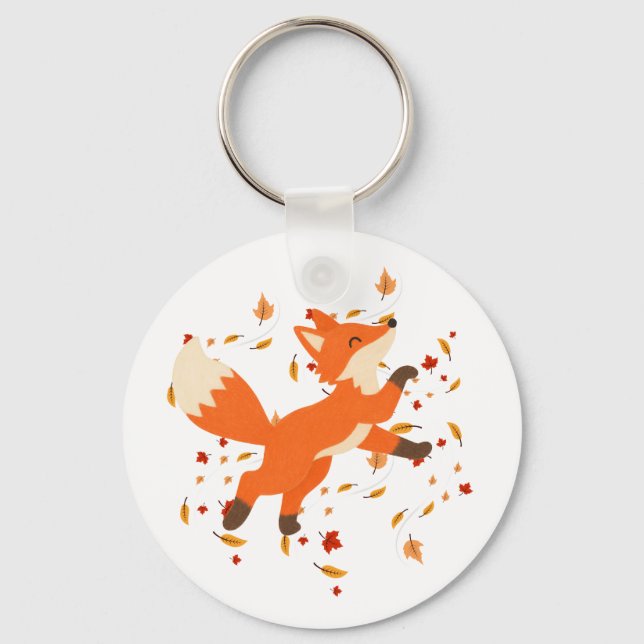 Cute Orange Origami Fox Acrylic  Keychain (Front)