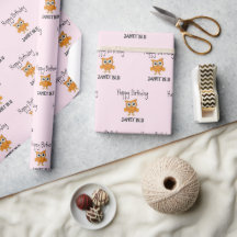 Cute orange owl happy birthday on pink