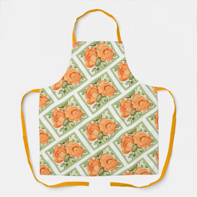 Cute Orange Painted Roses Apron (Front)