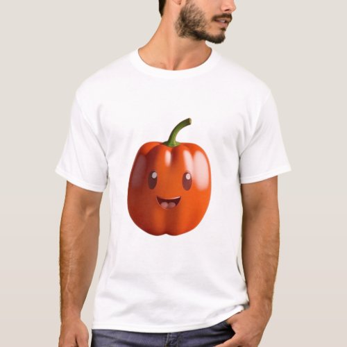 Cute Orange Paprika Fruit with a Face T_Shirt