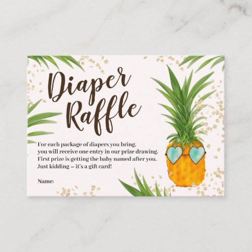 Cute orange pineapple watercolor diaper raffle enclosure card